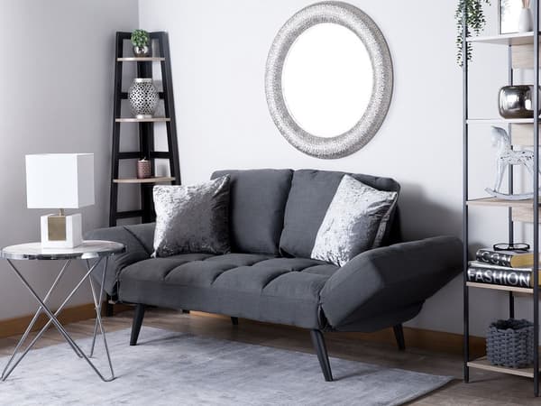 Sovesofa Mørkegrå Grå Polyester Justerbare Armlener Minimalistisk Design