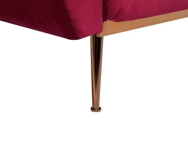 Sovesofa Mørkerød Fløyel Metallben 3-seter med ekstra puter Moderne Retro Stue