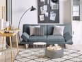 Miniatyrbilde 4 av 8: Sovesofa Mørkeblått Stofftrekk 4-seter Click Clack-mekanisme Justerbare Armlener