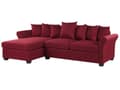 Miniatyrbilde 4 av 10: Hjørnesofa Mørkerød Polyesterstoff 3-seter Trekonstruksjon Svarte ben Sjeselong Puter med avtakbare trekk Minimalistisk stil Sofa Stue
