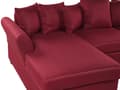 Miniatyrbilde 6 av 10: Hjørnesofa Mørkerød Polyesterstoff 3-seter Trekonstruksjon Svarte ben Sjeselong Puter med avtakbare trekk Minimalistisk stil Sofa Stue