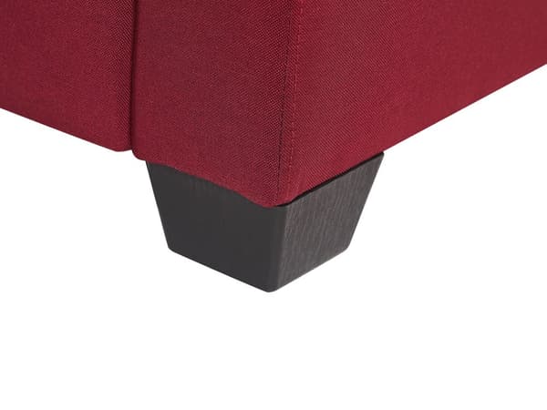 Hjørnesofa Mørkerød Polyesterstoff 3-seter Trekonstruksjon Svarte ben Sjeselong Puter med avtakbare trekk Minimalistisk stil Sofa Stue