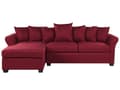 Miniatyrbilde 1 av 10: Hjørnesofa Mørkerød Polyesterstoff 3-seter Trekonstruksjon Svarte ben Sjeselong Puter med avtakbare trekk Minimalistisk stil Sofa Stue
