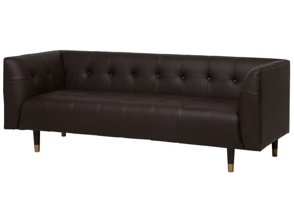 Sofa Brun Splittskinn 3-seters Knepet Trekk Gummitreben Retro Stil