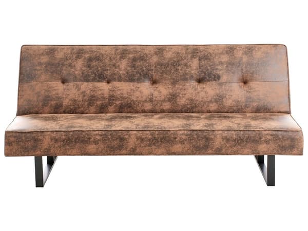 Sovesofa Brun Imitert Skinn 3-seter Uten armlener Minimalistisk Moderne Stue Soverom
