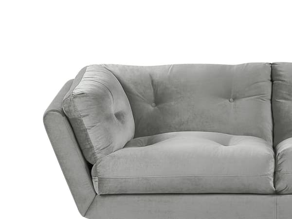Sofa Grå Fløyel Metallben 210 x 90 cm med puter Retro