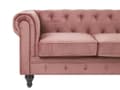Miniatyrbilde 7 av 11: Chesterfield Stuesett Rosa Fløyel Svarte Ben 3-seters Sofa + Lenestol