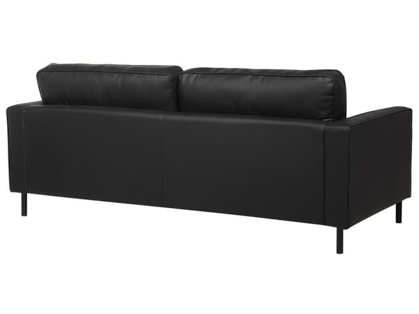 Sofa Svart Skinn med 3-seter Metallben Polstret Rygg Minimalistisk Moderne