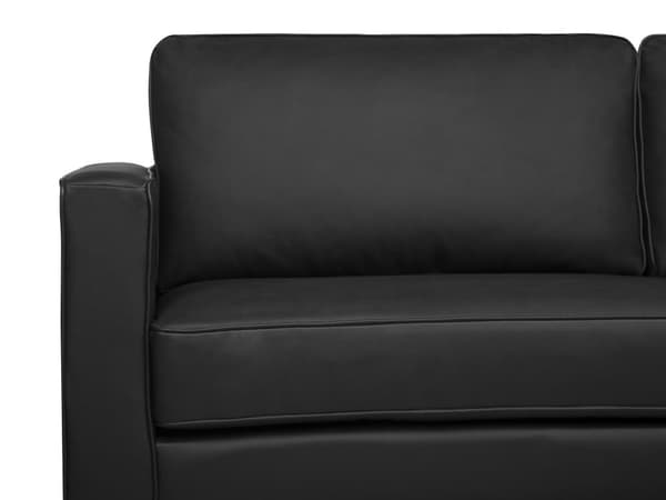 Sofa Svart Skinn med 3-seter Metallben Polstret Rygg Minimalistisk Moderne