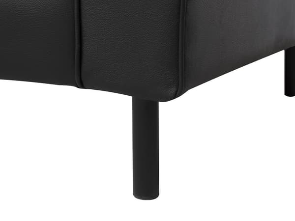 Sofa Svart Skinn med 3-seter Metallben Polstret Rygg Minimalistisk Moderne