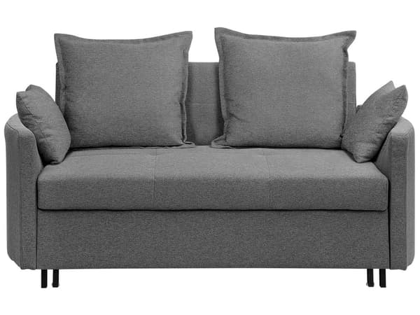 Sovesofa Grå 2-seter Armlener Ekstra puter med avtakbart trekk Sovefunksjon Uttrekksmekanisme Sofa Stue Gjesterom