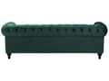 Miniatyrbilde 6 av 11: Chesterfield Sofa Grønn Fløyel Stoff Møbeltrekk Mørkt tre Ben 3-seter