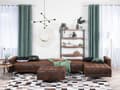 Miniatyrbilde 4 av 11: Hjørnesofa Brun Imitert skinn Tuftet Moderne L-formet Modulær 5-seter Sjeselong Venstrevendt