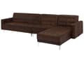 Miniatyrbilde 5 av 11: Hjørnesofa Brun Imitert skinn Tuftet Moderne L-formet Modulær 5-seter Sjeselong Venstrevendt