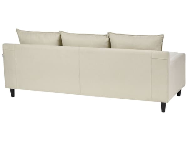 Hjørnesofa Beige Stoff Polstret 3-seter Høyrevendt Sjeselong Ryggputer Klassisk Retro Stue Innredning