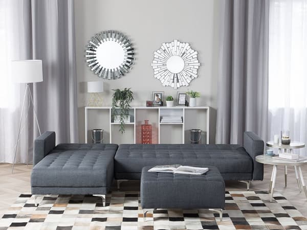 Hjørnesofa med sovefunksjon Mørkegrå Stoff 267 x 168 x 83 cm 4-seter Modulær L-formet Høyrevendt Moderne