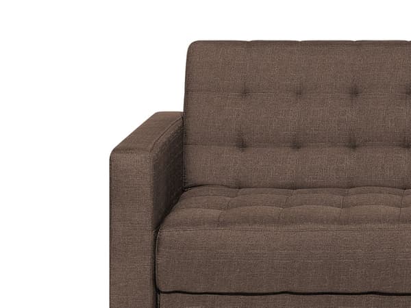 Hjørnesofa Brun Stoff Tuftet Moderne L-formet Modulær 4-seter Venstre Sjeselong