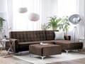 Miniatyrbilde 2 av 9: Hjørnesofa Brun Stoff Tuftet Moderne L-formet Modulær 4-seter Venstre Sjeselong