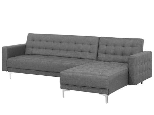 Hjørnesofa Lysegrå Tuftet Stoff Moderne L-formet Modulær 4-seters Venstre Sjeselong