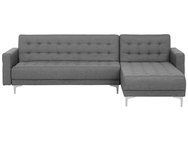 Hjørnesofa Lysegrå Tuftet Stoff Moderne L-formet Modulær 4-seters Venstre Sjeselong