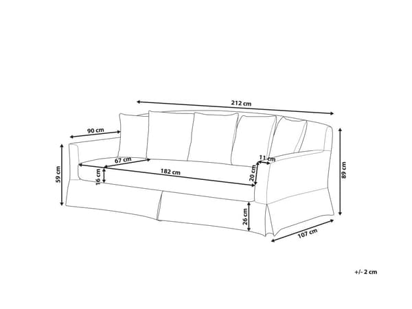 3-seters sofa Beige Polyesterstoff Treben Avtakbart trekk Ryggputer med skumfyll Klassisk design Stue