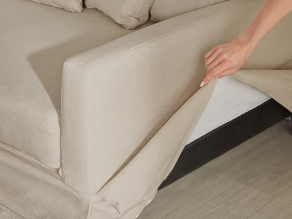3-seters sofa Beige Polyesterstoff Treben Avtakbart trekk Ryggputer med skumfyll Klassisk design Stue