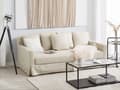 Miniatyrbilde 2 av 11: 3-seters sofa Beige Polyesterstoff Treben Avtakbart trekk Ryggputer med skumfyll Klassisk design Stue