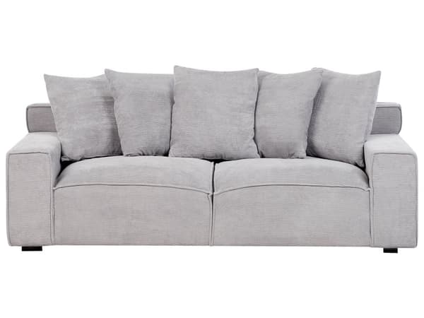 Sofa Kordfløyel Lysegrå 3 Seter Komfortabel Stue Moderne Retro