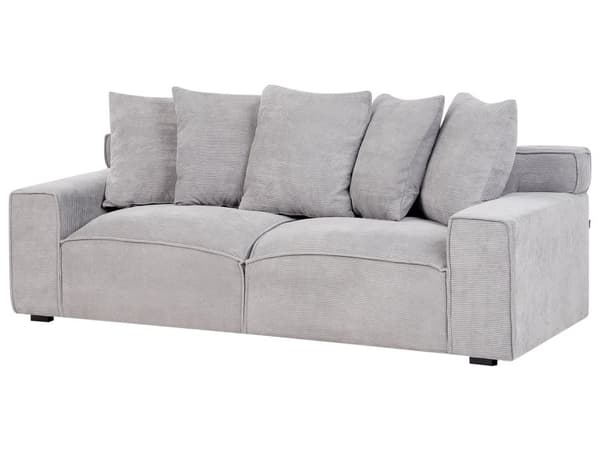 Sofa Kordfløyel Lysegrå 3 Seter Komfortabel Stue Moderne Retro