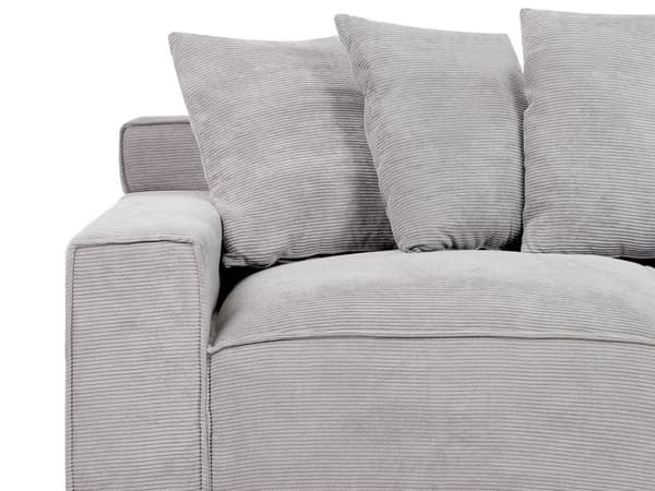 Sofa Kordfløyel Lysegrå 3 Seter Komfortabel Stue Moderne Retro