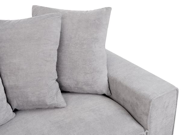 Sofa Kordfløyel Lysegrå 3 Seter Komfortabel Stue Moderne Retro