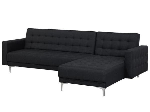 Hjørnesofa Grafittgrå Tuftet Stoff Moderne L-formet Modulær 4-seters Venstre Sjeselong