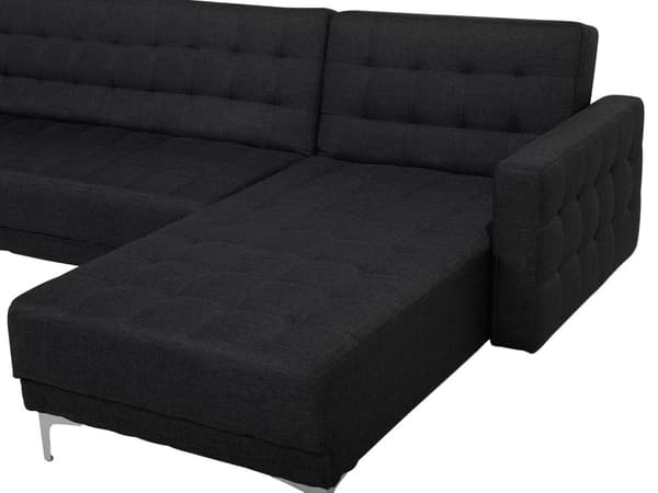 Hjørnesofa Grafittgrå Tuftet Stoff Moderne L-formet Modulær 4-seters Venstre Sjeselong