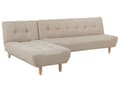 Miniatyrbilde 4 av 10: Hjørnesofa Beige stoff møbeltrekk Lyse treben Høyrehånds sjeselong 4-seters