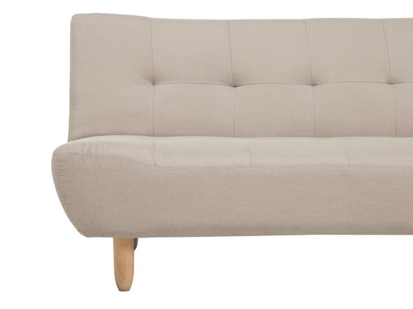 Hjørnesofa Beige stoff møbeltrekk Lyse treben Høyrehånds sjeselong 4-seters