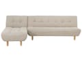 Miniatyrbilde 1 av 10: Hjørnesofa Beige stoff møbeltrekk Lyse treben Høyrehånds sjeselong 4-seters