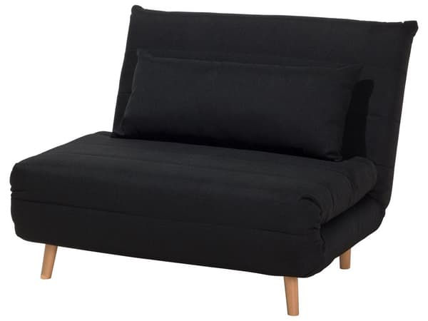 Sovesofa Svart Polyesterstoff 1-seter Ben i tre Sammenleggbar Uten armlener Ekstra pute Moderne design Skandinavisk stil Gjesteseng