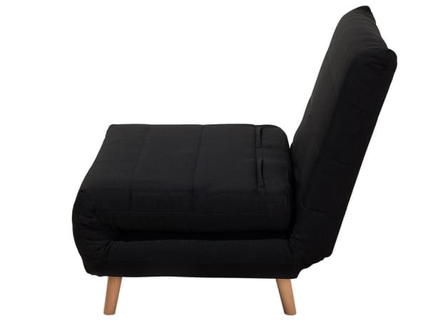 Sovesofa Svart Polyesterstoff 1-seter Ben i tre Sammenleggbar Uten armlener Ekstra pute Moderne design Skandinavisk stil Gjesteseng