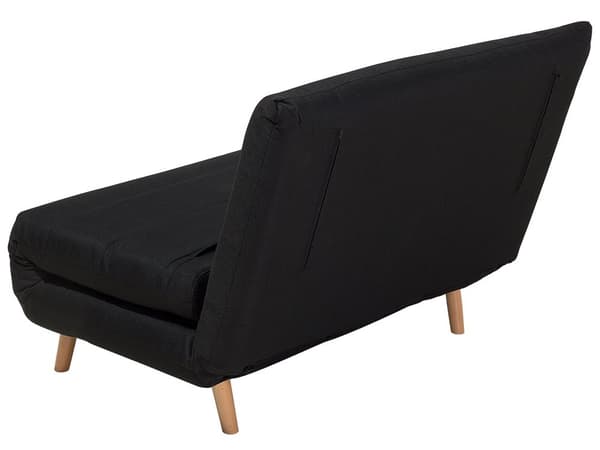 Sovesofa Svart Polyesterstoff 1-seter Ben i tre Sammenleggbar Uten armlener Ekstra pute Moderne design Skandinavisk stil Gjesteseng
