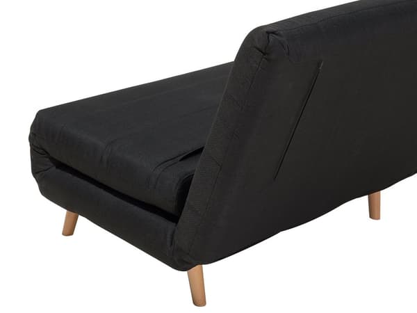 Sovesofa Svart Polyesterstoff 1-seter Ben i tre Sammenleggbar Uten armlener Ekstra pute Moderne design Skandinavisk stil Gjesteseng