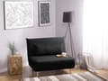 Miniatyrbilde 2 av 11: Sovesofa Svart Polyesterstoff 1-seter Ben i tre Sammenleggbar Uten armlener Ekstra pute Moderne design Skandinavisk stil Gjesteseng