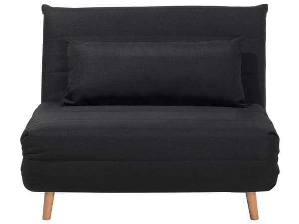 Sovesofa Svart Polyesterstoff 1-seter Ben i tre Sammenleggbar Uten armlener Ekstra pute Moderne design Skandinavisk stil Gjesteseng