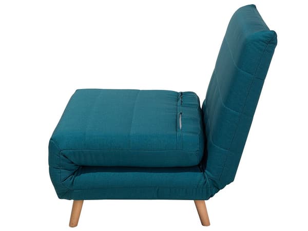 Sovesofa Sjøblå Polyesterstoff 1-seter Ben i tre Sammenleggbar Uten armlener Ekstra pute Moderne design Skandinavisk stil Gjesteseng