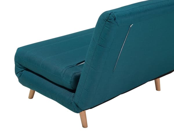 Sovesofa Sjøblå Polyesterstoff 1-seter Ben i tre Sammenleggbar Uten armlener Ekstra pute Moderne design Skandinavisk stil Gjesteseng