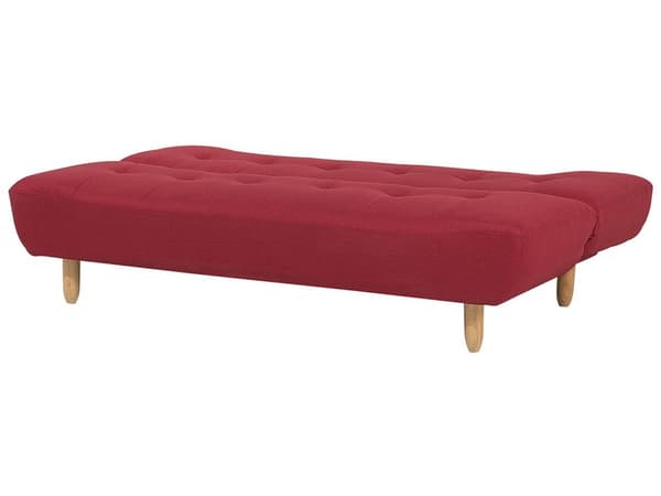 Sofa Rødt Trekk i Stoff med Ben i Lyst Tre 3-seter Skandinavisk Stil Elegant Design