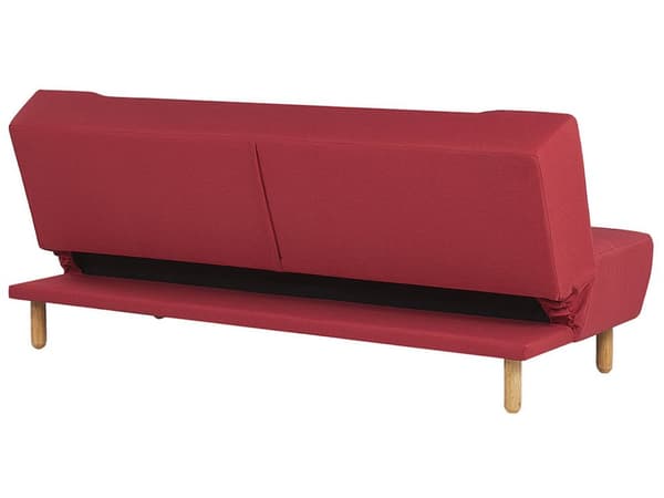 Sofa Rødt Trekk i Stoff med Ben i Lyst Tre 3-seter Skandinavisk Stil Elegant Design
