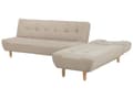 Miniatyrbilde 5 av 10: Hjørnesofa Beige stoff møbeltrekk Lyse treben Venstrehånds sjeselong 4-seters