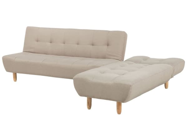 Hjørnesofa Beige stoff møbeltrekk Lyse treben Venstrehånds sjeselong 4-seters