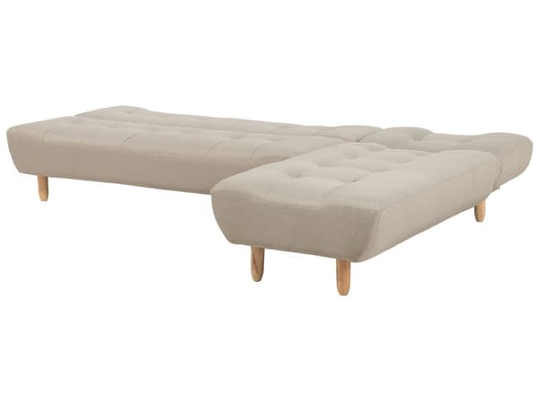Hjørnesofa Beige stoff møbeltrekk Lyse treben Venstrehånds sjeselong 4-seters