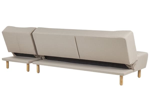 Hjørnesofa Beige stoff møbeltrekk Lyse treben Venstrehånds sjeselong 4-seters